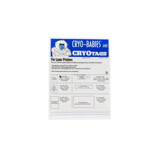 Cryo-Tags, Blank, 8.5x11, 20/pk, 20PK